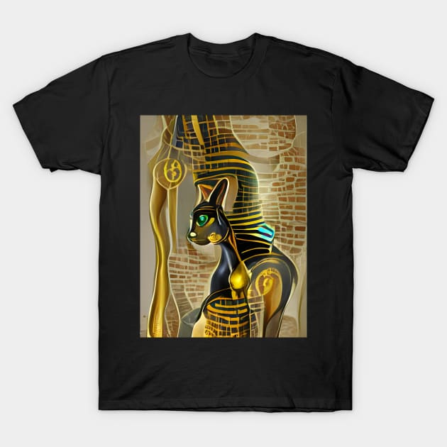 Ancient Egyptian Cat Goddess Bastet AI generated digital artwork T-Shirt by Christine aka stine1